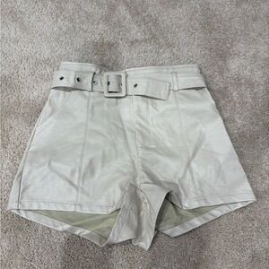 Altar'd State High Waist Cream Leather Shorts